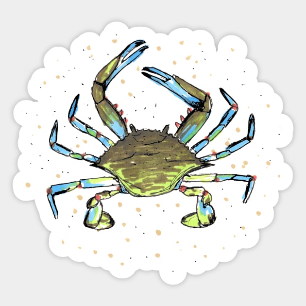 Blue Crab Sticker by LauraKatMax